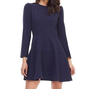 Gal Meets Glam Collection Celeste Long Sleeve Dress Women's Plus Sz 18 Navy Blue